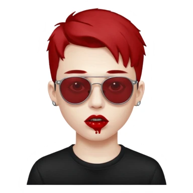 boy high fashion model with lip piercing sunglasses blood  sticker