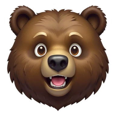 Cinematic Comical Grizzly Bear Portrait Emoji, Head tilted dramatically with an exaggeratedly amused expression, featuring a striking, rugged deep brown fur with bold fur texture, wide, expressive eyes filled with playful disbelief, Simplified yet hilariously expressive features, highly detailed, glowing with a slightly sassy glow, high shine, dramatic yet playful, stylized with an air of cheeky wilderness mischief, bright and endearing, soft glowing outline, capturing the essence of a spirited and over-the-top grizzly, so meme-worthy it feels like it could roar its way into internet fame instantly! sticker