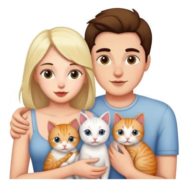 A couple with four kitties sticker