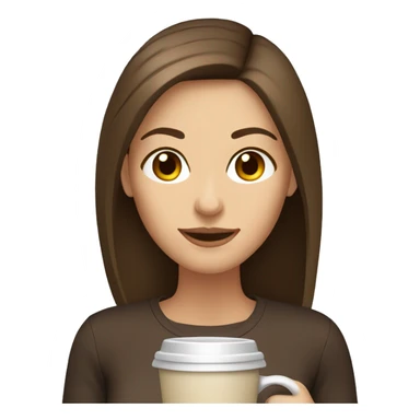Caucasian woman, medium straight brown hair and brown eyes. Drinking coffee. sticker