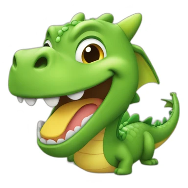 A cute little green dragon, laughing sticker