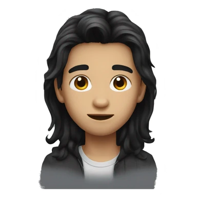 Long black hair boy sticker