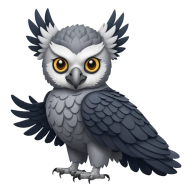 harpy eagle emoji style, minimal details, friendly expression, wings folded, jungle background sticker