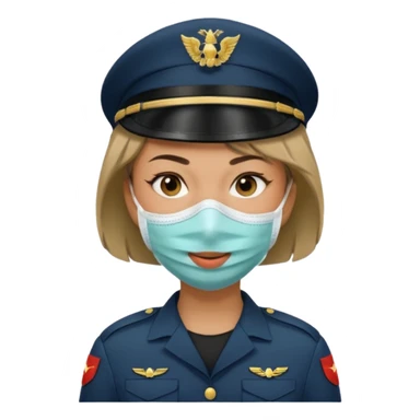 woman soldier with hair style wearing mouth mask sticker