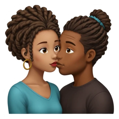 black boy with dreadlock kissing black girl with curly bun sticker