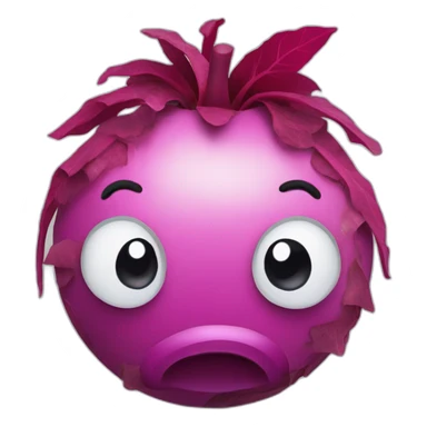 3d sphere with a cartoon calm beetroots Horse skin texture with stupid eyes sticker