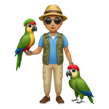 Walker + parrot on shoulder, Pet Walkers. Full body sticker