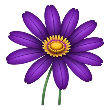 minimal line-art  African daisy flower sticker, elegant thin stroke, vivid purple and yellow tones, clean vector design, no background, modern aesthetic sticker