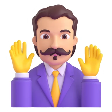 Man with mustache and purple hands sticker