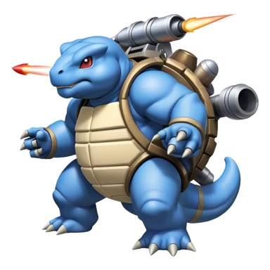 Blastoise with mechanical rocket launchers on its back sticker