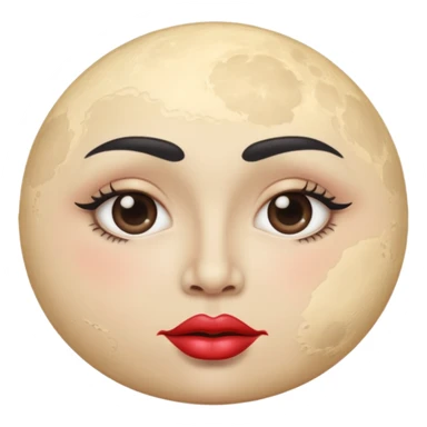 Moon face with giant lips and very thick eyebrows sticker