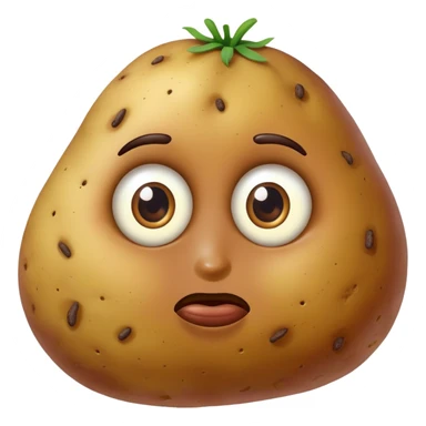 realistic potato with brown skin and eyes sticker