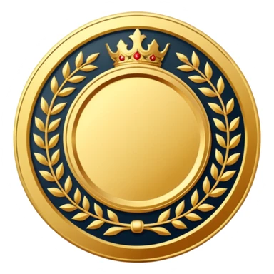 An elegant golden medal emblem with a sophisticated crest design, intricate details and a luxurious finish sticker