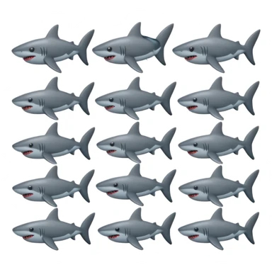 multiple shark emojis in the shape of a heart sticker