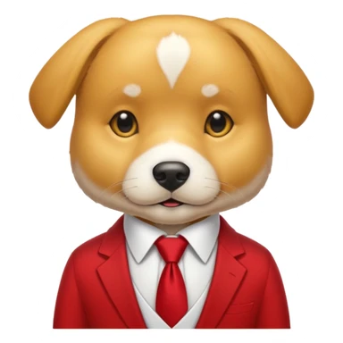 golden dog with white tie,red shirt sticker