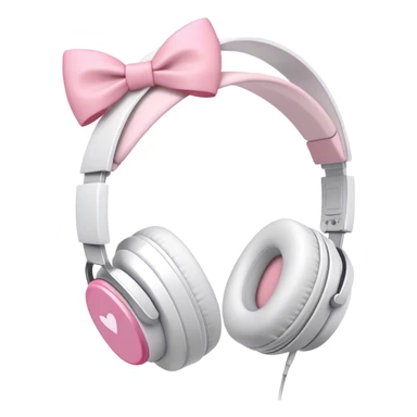 White aesthetic headphones with pink bow sticker