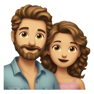 Short hair fair tone guy with perfect beard guy kissing a long wavy hair brown tone girl sticker