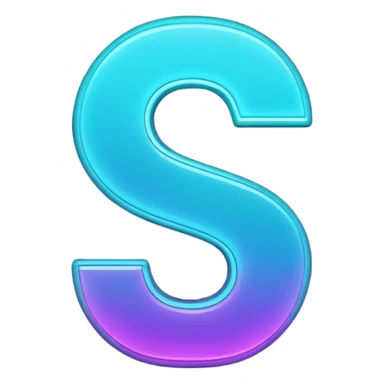 futuristic minimalistic emoji icon, letter "S" formed by three glowing digital lines representing Storm, Atom and NoizeGames, neon purple (#8B5CF6) and cyan (#00E0FF) on dark background, modern tech style, 1:1 aspect ratio sticker