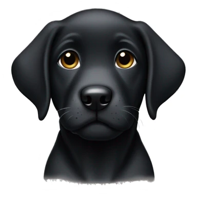 Black lab puppy with white chest sticker