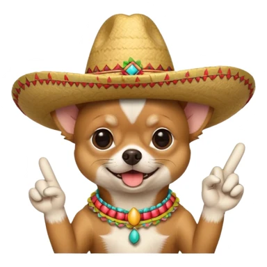 Chihuahua wearing sombrero  two middle fingers up  sticker