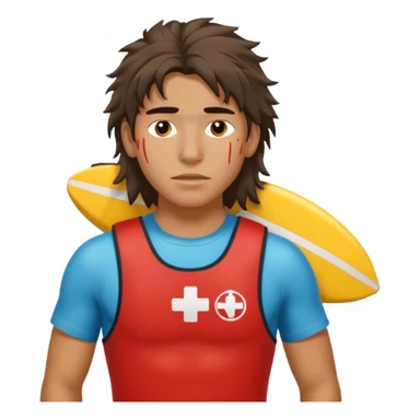 Lifeguard Native American Teenager with messy hair rescuing someone sticker