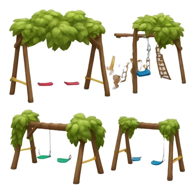 Backless swing set wood, metal sticker