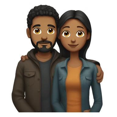 young man with dark hair and beard and young ginger woman cuddle sticker