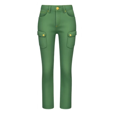 A 3D cartoon green  jeans with pockets and stitching details, casual slim fit, clean isolated background, Memoji-style. sticker