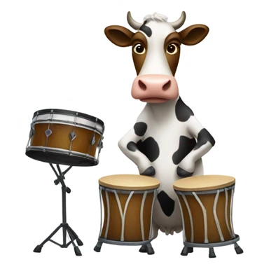 Cow playing the drums sticker