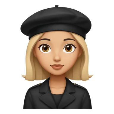 girl wearing a black beret sticker