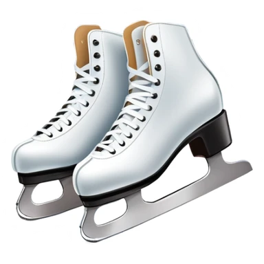 An icon featuring a pair of elegant figure skates resting on scratched, worn ice. In the background, cheering spectators fill the stands of a grand stadium, creating a vibrant atmosphere. Transparent background highlights the essence of figure skating performance sticker