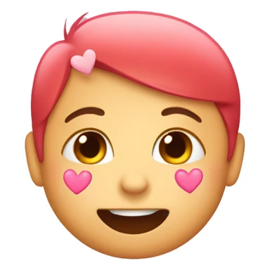 Cute emoji blushing with hearts sticker