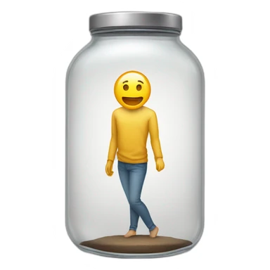 human standing over an ((empty transparent jar)),only legs visible sticker