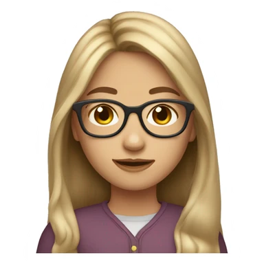 Caucasian girl with long brown hair with blond highlights wearing glasses sticker