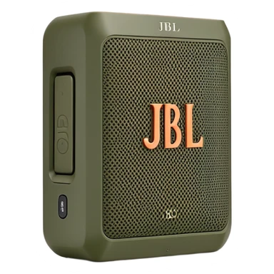 JBL Go 4 portable speaker in khaki green color, compact rectangular shape with rounded corners, front view showing speaker grill and JBL logo sticker