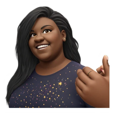 smiling girl with fireworks sticker