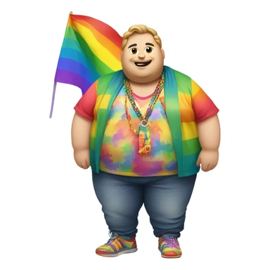 Gay pride obese man sticker