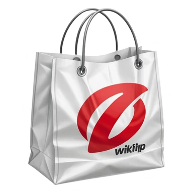 plastic shopping bag with 'KwikTrip' logo, slightly crumpled sticker