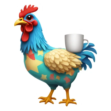 Chicken wearing pajamas, drinking coffee sticker