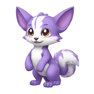 Cute cool purple white animal hybrid Fakemon full body sticker