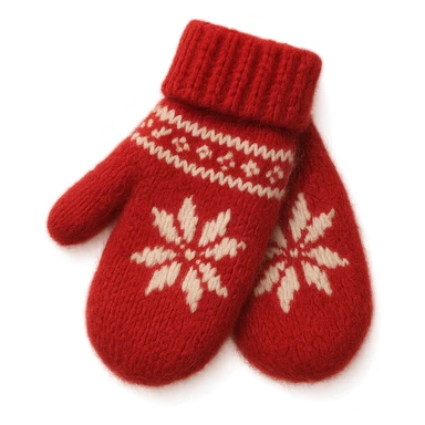 christmas wool mittens, soft and fluffy ,remove background sticker