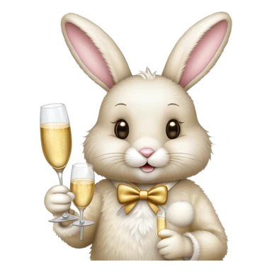 Easter bunny holding a glass of champagne sticker