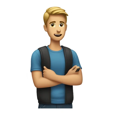 young man speaking on his mobile phone, holding it in his hands sticker