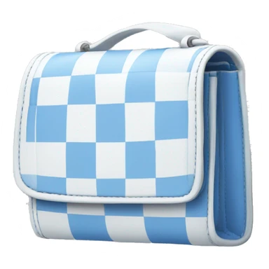 Small white and blue checkered purse with a white trim sticker