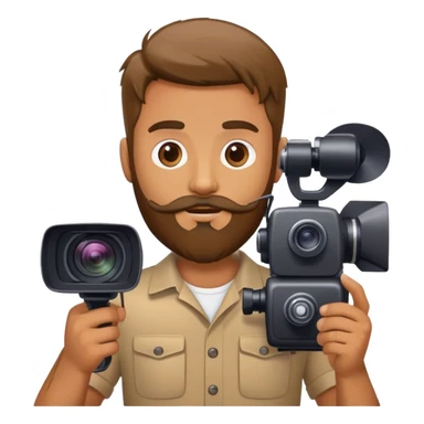 A man with a beard holds a video camera in each hand sticker