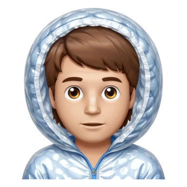 Brown haired man wrapped in bubble wrap sticker