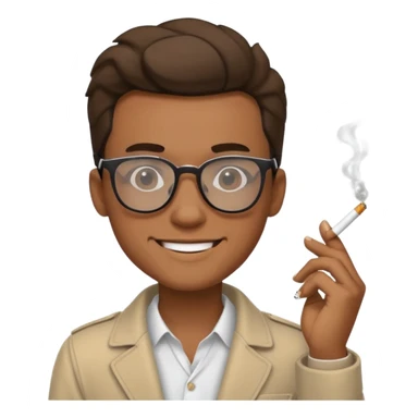 cool smile emoji guy with a cigarette and glasses sticker