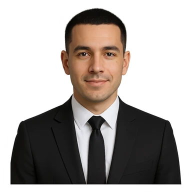 avatar image of a business man with black, very short hair cut, modern clean style sticker
