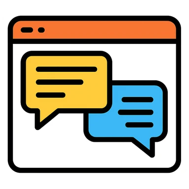 icon of an online forum with colored outlines and chat bubbles sticker