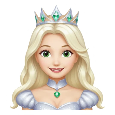 The Good Witch from Oz with long white blonde hair, white sequin outfit sticker